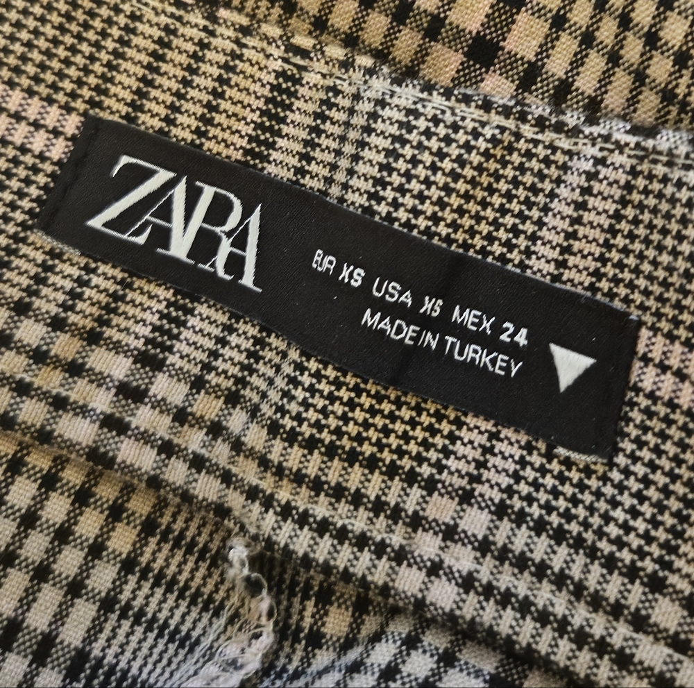 Zara Plaid High Waist Trousers Wide Leg Pants XS - Picture 7 of 11